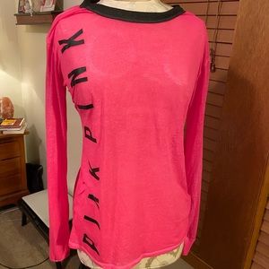 Pink by VS. pink gray long sleeve crew neck tee